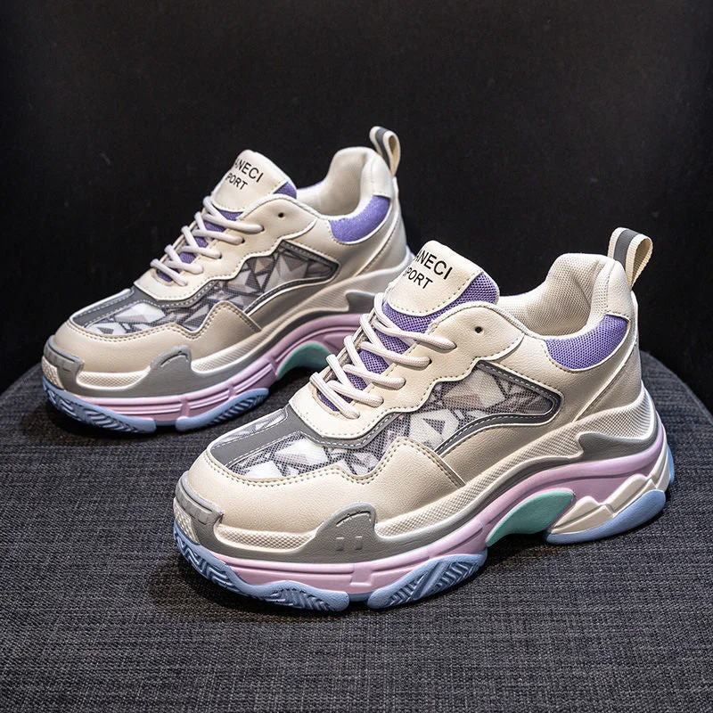 Women Sneakers Woman Comfort Female Chunky Sneakers 2021 Designers Platform Trainers Shoes Thick Sole Casual Daddy Shoes