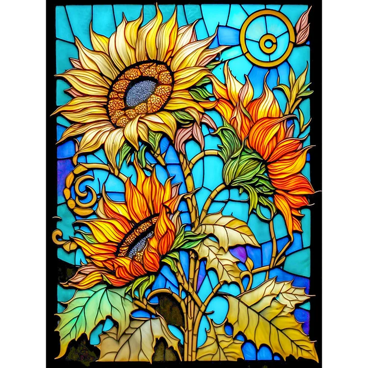 Full Round Diamond Painting - Glass Art - Sunflower 30*40CM