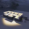 Patio Furniture Sectional Sofa with Gas Fire Pit Table Outdoor Patio Furniture Sets Propane Fire Pit