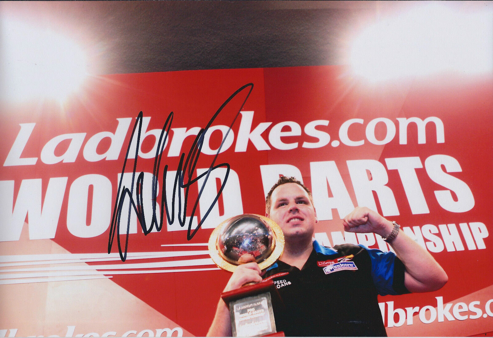 Adrian LEWIS Signed 12x8 Autograph Photo Poster painting AFTAL COA World Darts Champion