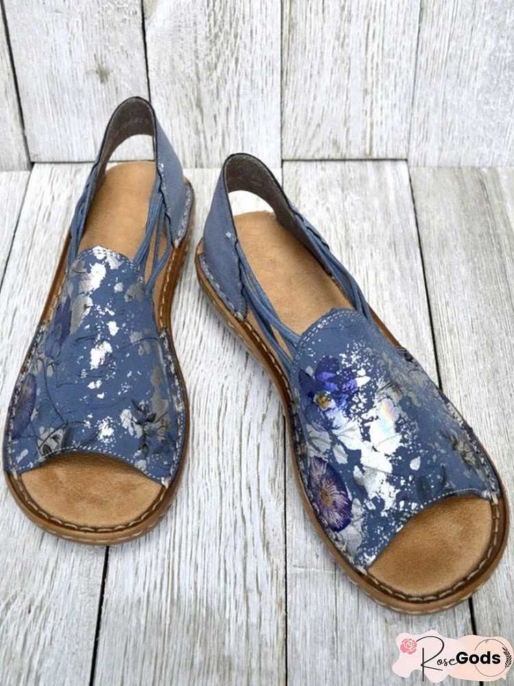 Silver Splatter Print Elastic Comfort Sandals