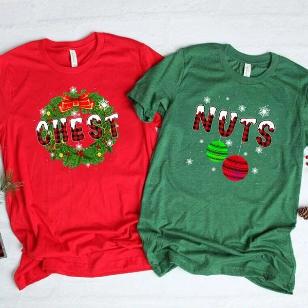 Christmas Chest Nuts Couples Matching T-shirt