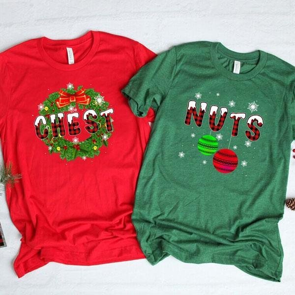 Christmas Chest Nuts Couples Matching T-shirt