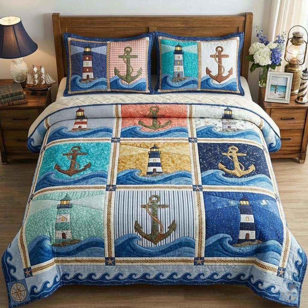 Marine Life 3-Piece Quilted Bedding Set GFTOTG3374