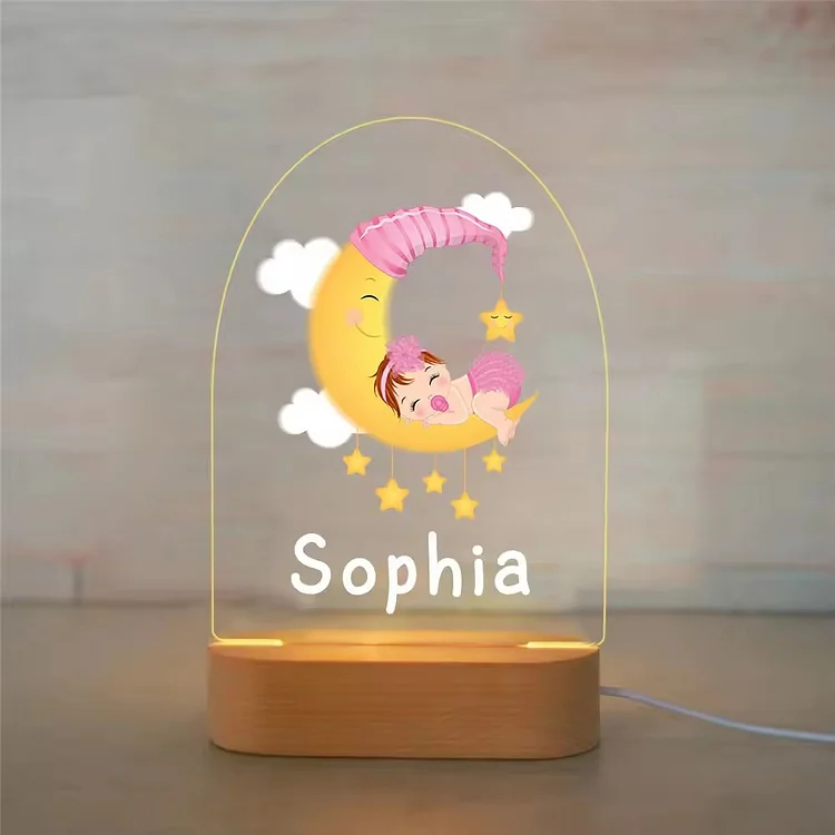 Personalized Name Moon Baby Girl/Boy LED 3D Night Lights