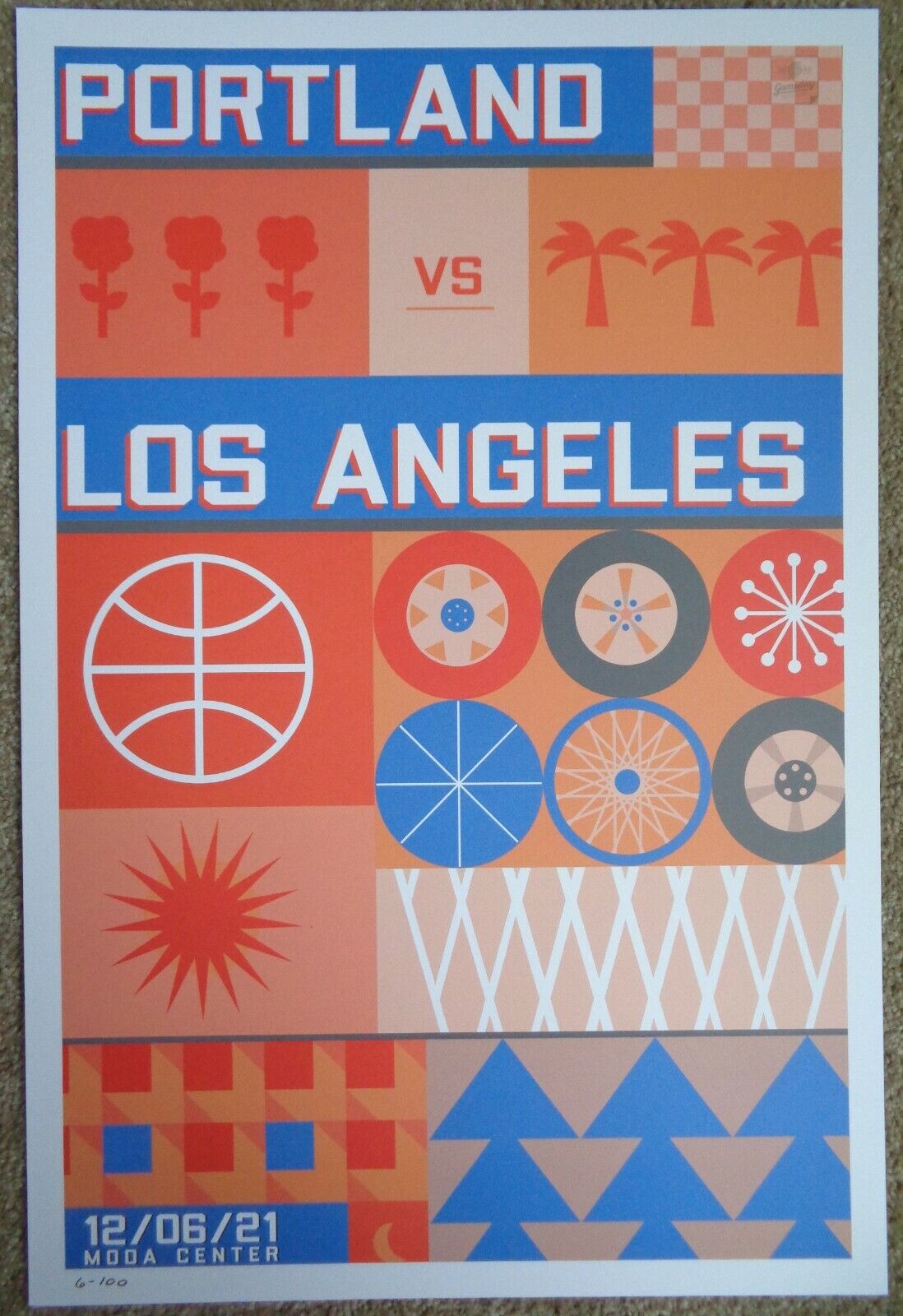 Portland Trailblazers GAMEDAY POSTER 6/100 Los Angeles Clippers Blazers 12-6-21