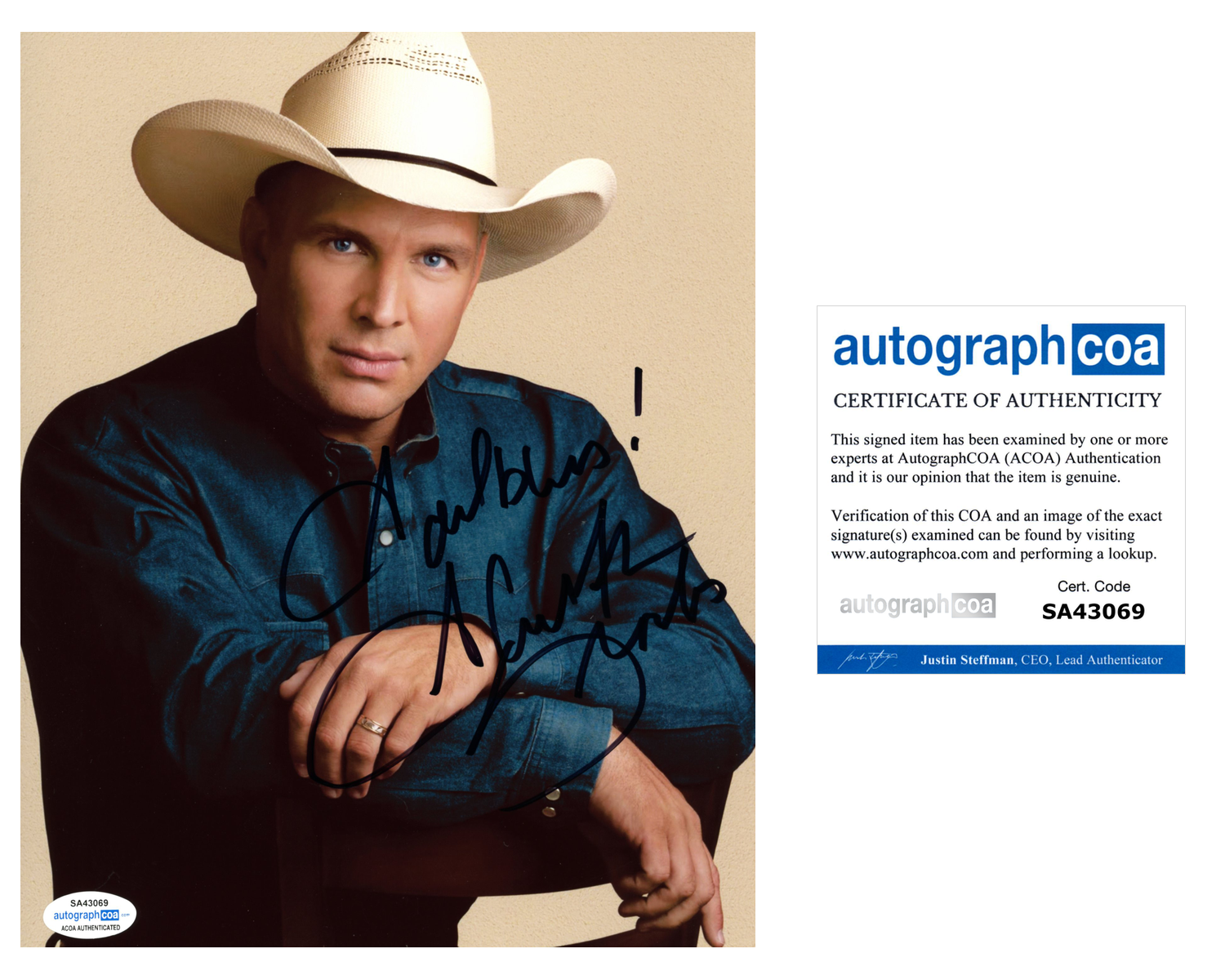 Garth Brooks Signed Autographed 8x10 Photo Poster painting Country Music Star ACOA COA