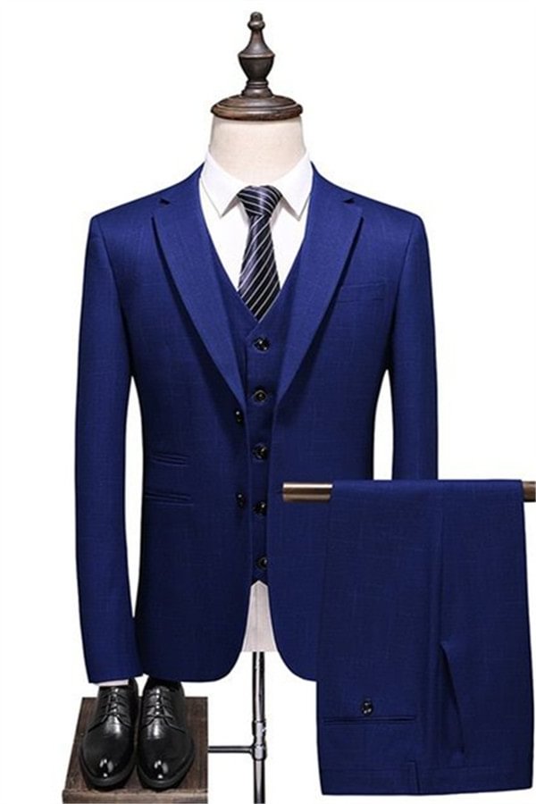 Modest Slim Fit Navy Blue Notched Lapel Wedding Tuxedo | Ballbellas Ballbellas