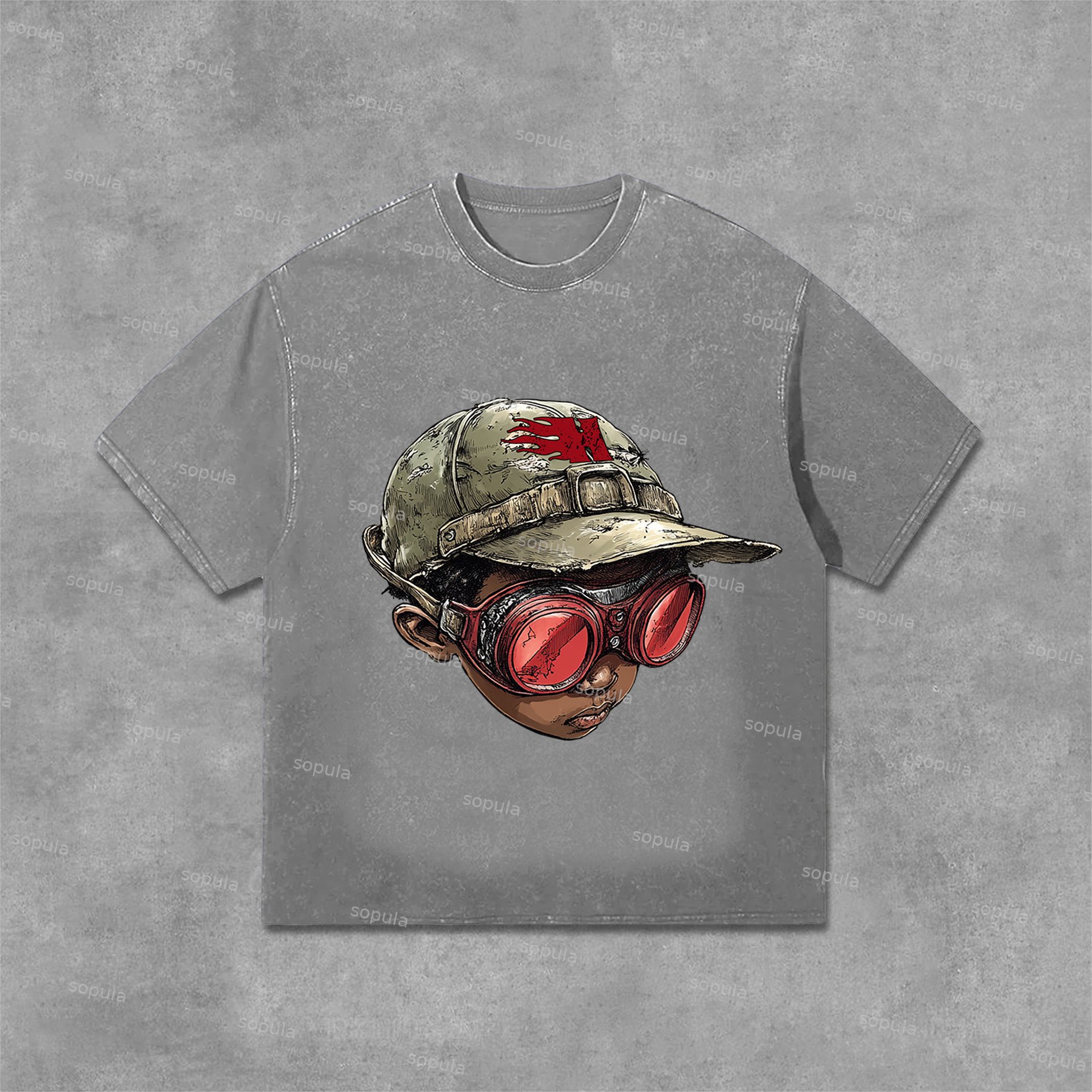 Sopula Flame Boy Graphic Print Acid Washed T-Shirt - SOPULA