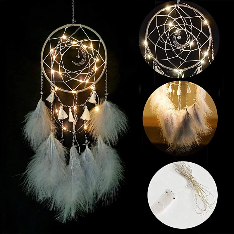 Nice Dream LED Dream Catcher, Dream Catchers for­ Bedroom, Handmade Wall Hanging Home Decor Ornaments Craft