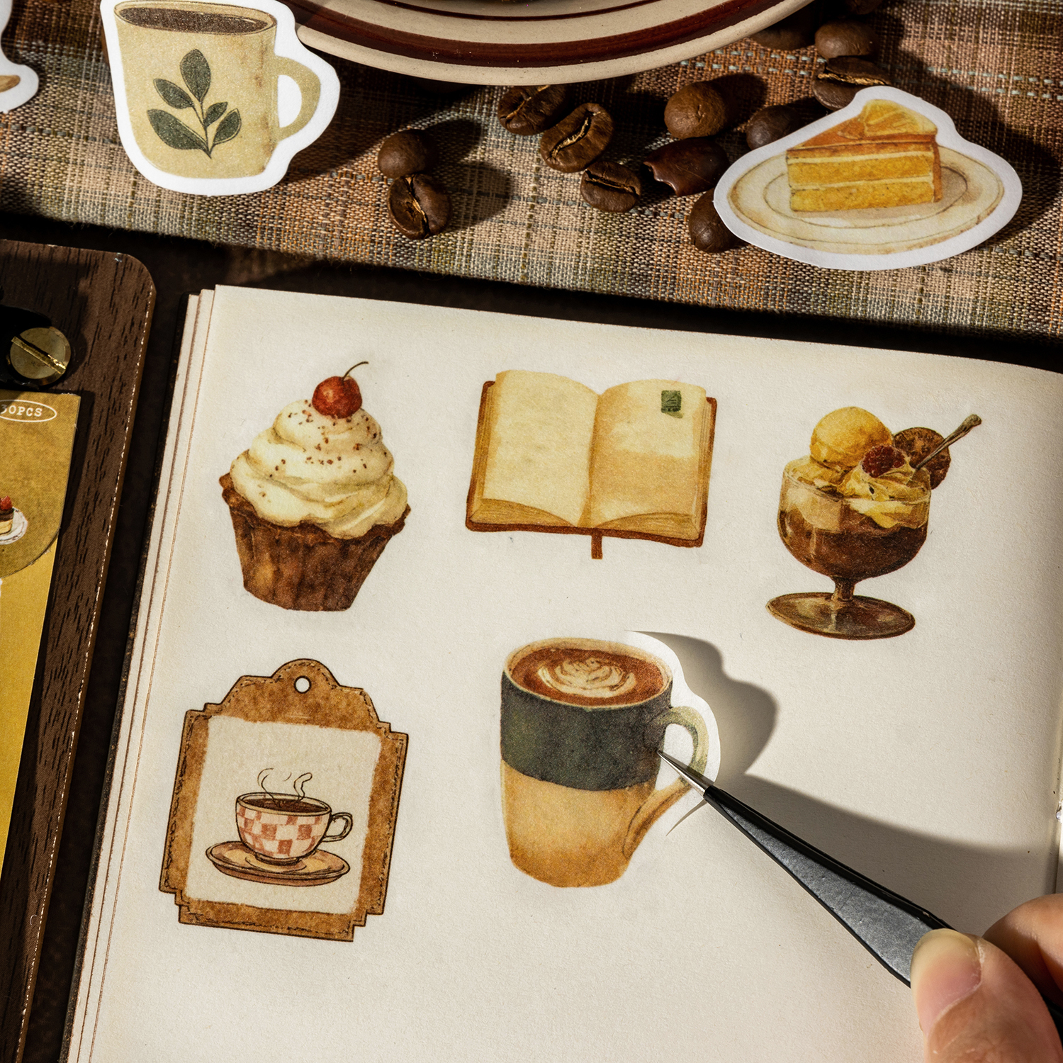 스티커 - 차 마시는 날 시리즈 빈티지 커피 케이크