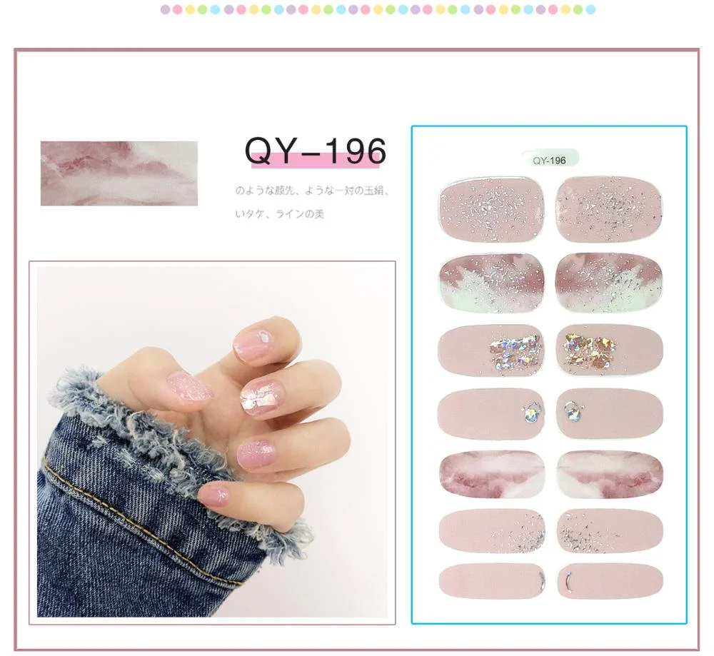 ENDRRFLLA Glitter Decorative Floral Nail Stickers Gray Water Transfer Polish Items Nail Art Decals 2020 New Design Nail Art 1pc-Nail Inspo