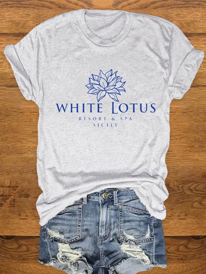 Women's White Lotus Hotel Spa And Sicily Crewneck T-Shirt socialshop