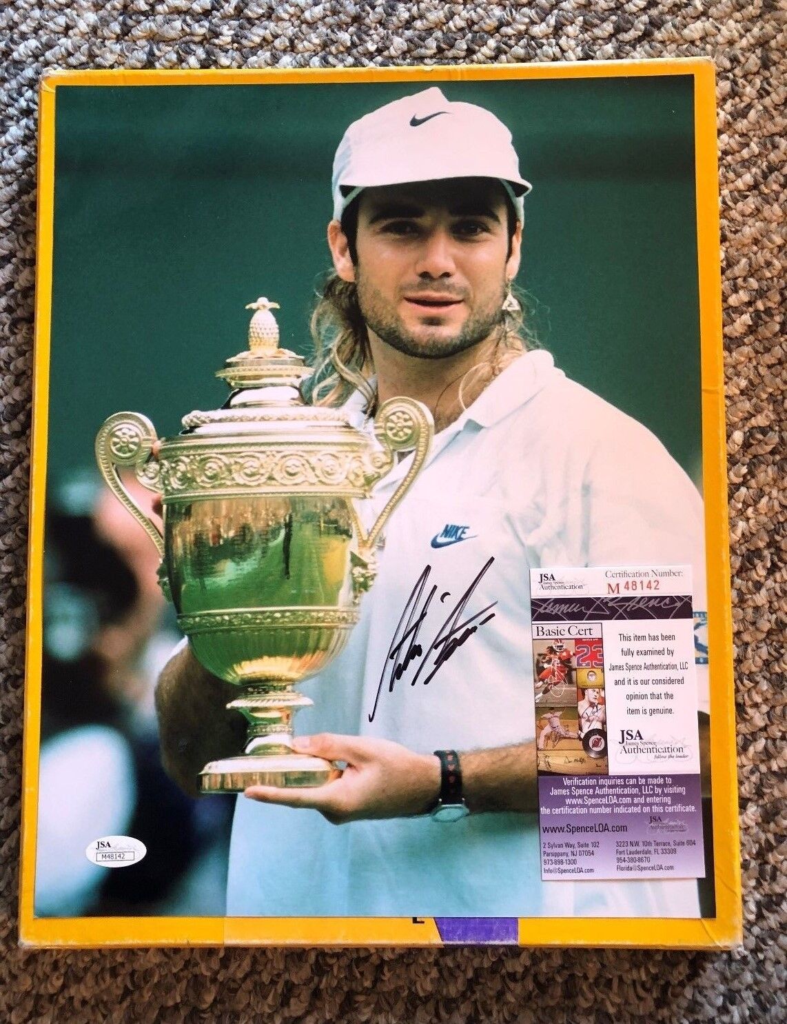 ANDRE AGASSI SIGNED 11 X 14 WIMBLEDON Photo Poster painting JSA CERTIFIED