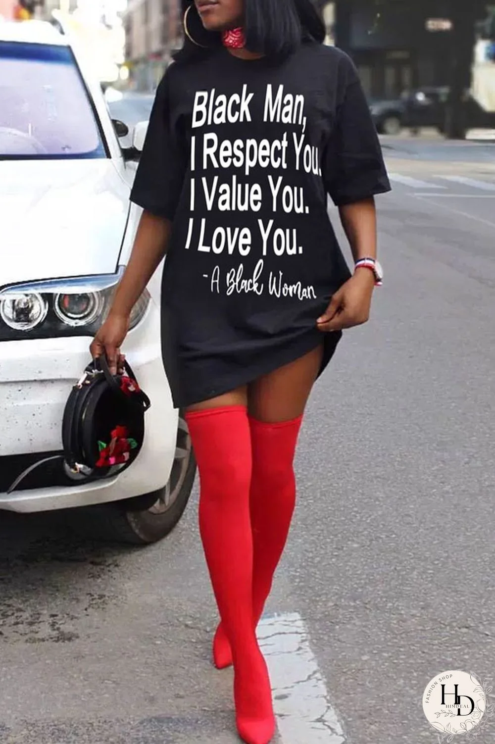 White Polyester England Black Shirt sleeves Short Sleeves O neck Step Skirt Knee-Length Print Character Dresses