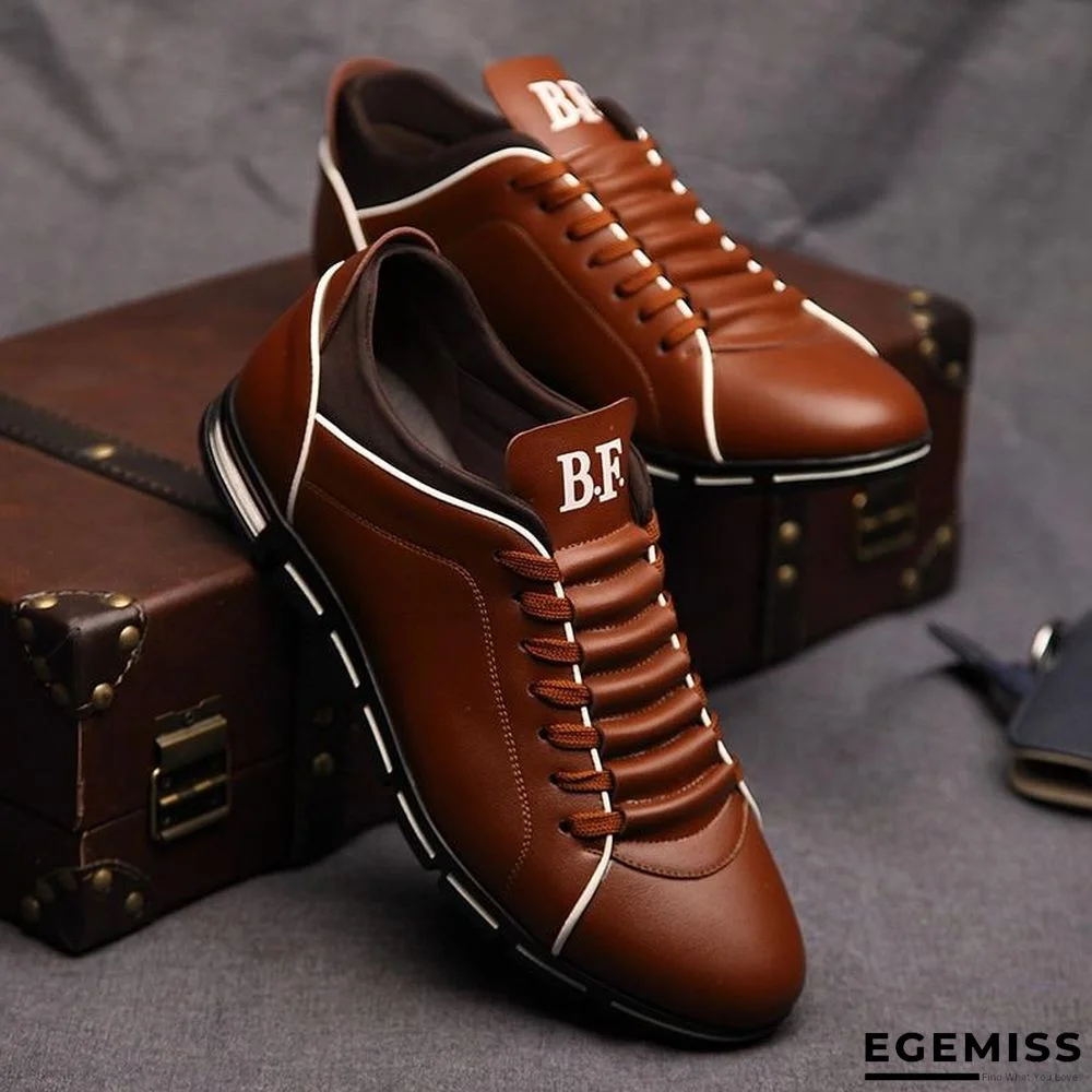 Men's Casual British Style Flats PU Leather Lace Up Oxford Shoes | EGEMISS