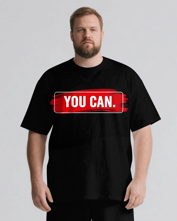 YOU CAN Slogan T-shirt & Pants Set