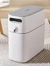 Trash Can Narrow Garbage Container Bin with Press Type Lid for Bathroom Kitchen