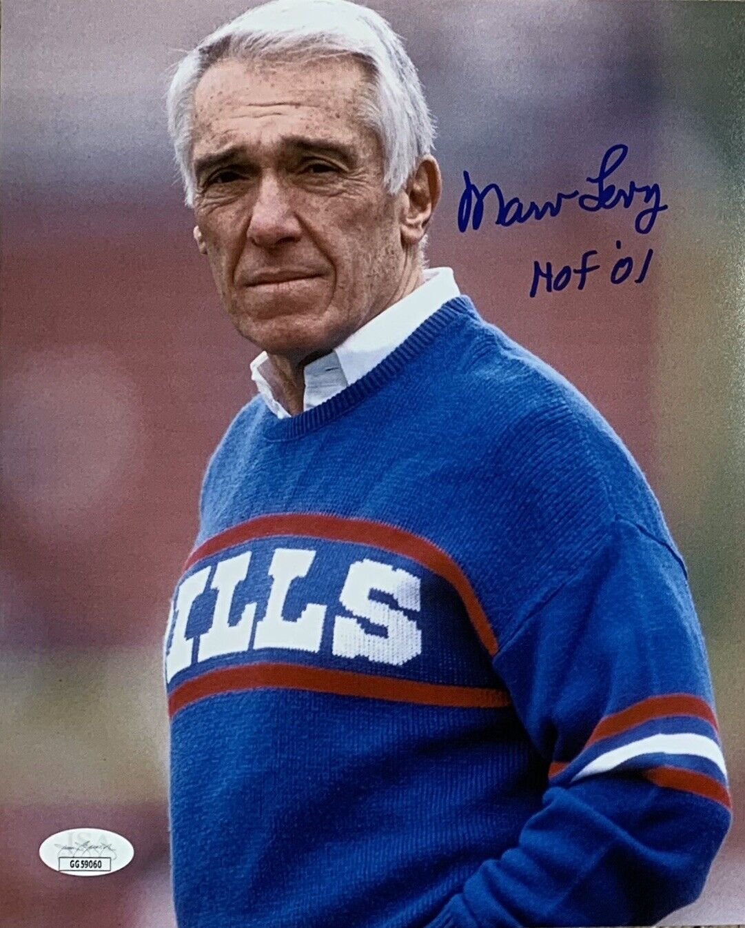 Marv Levy “HOF 01” Buffalo Bills Head Coach Autographed 8x10 Pose #1 w/ JSA COA