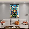 Cat Stained Glass-11CT Stamped Cross Stitch 40*60cm(Big Size)