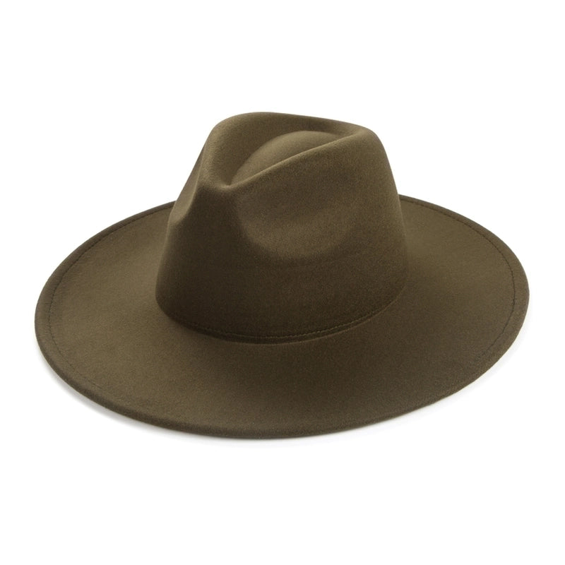 Unisex Elegant Solid Color Big Eaves Fedora Hat