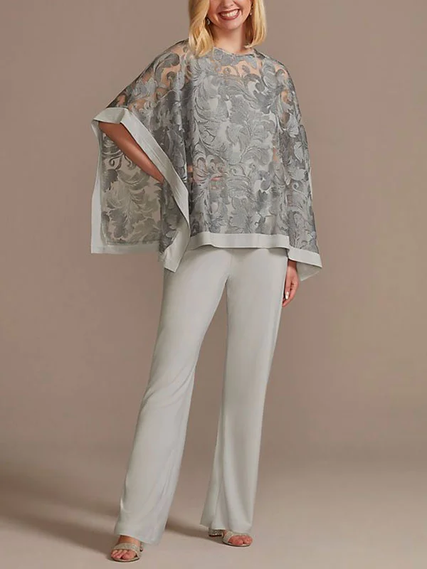 Lace Blouse Chiffon Elegant Ladies Suit