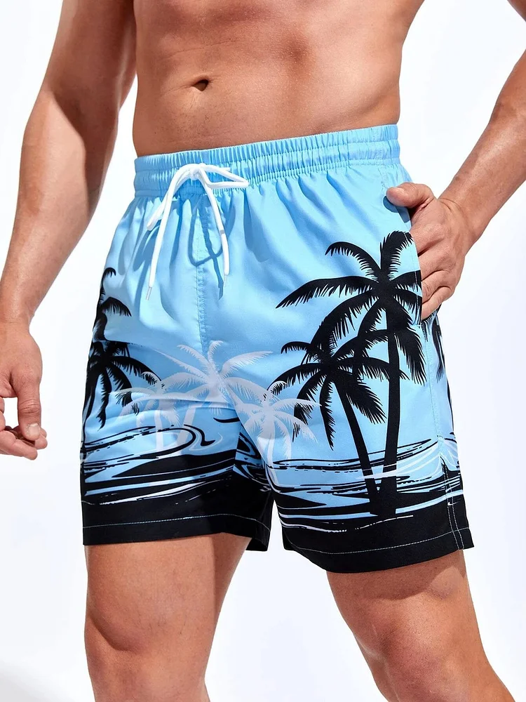 Hawaiian Beach Coconut Print Shorts