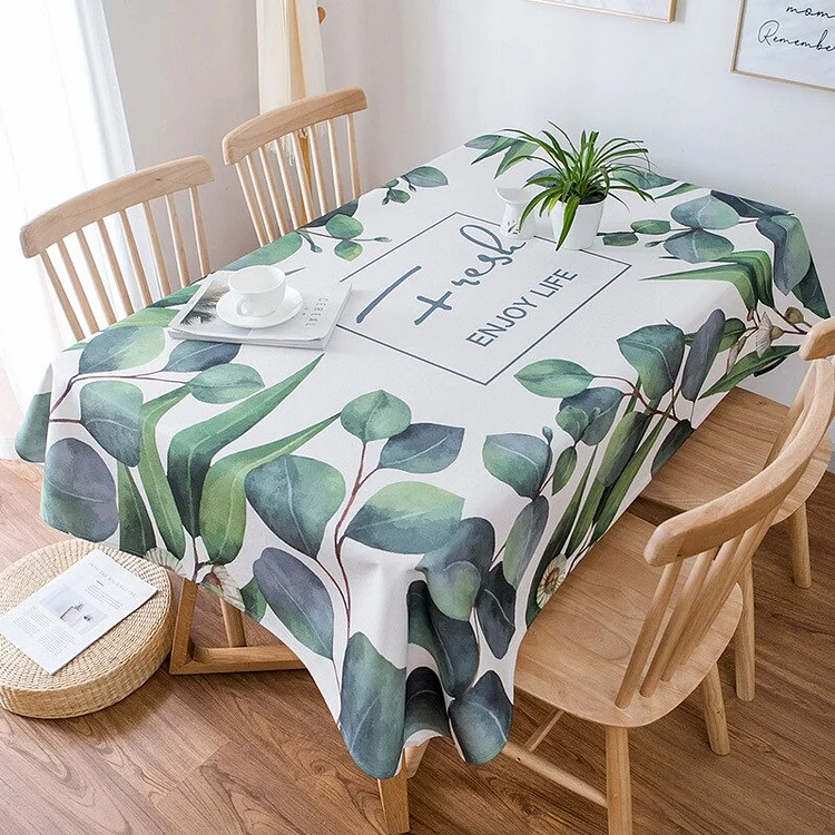 Summer Tropical Leaf Rectangle Tablecloth Holiday Party Decoration Reusable Waterproof Tablecloth for Kitchen Dining Table Decor