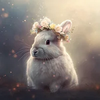 Floral Bunny - Diamond Painting