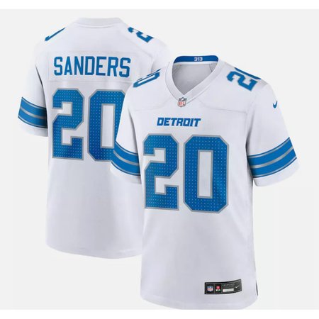 Detroit Lions  Road Game Jersey #20 Barry Sanders Mens