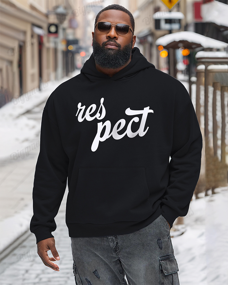 Respect Text Print Men's Loose Oversized Hoodie