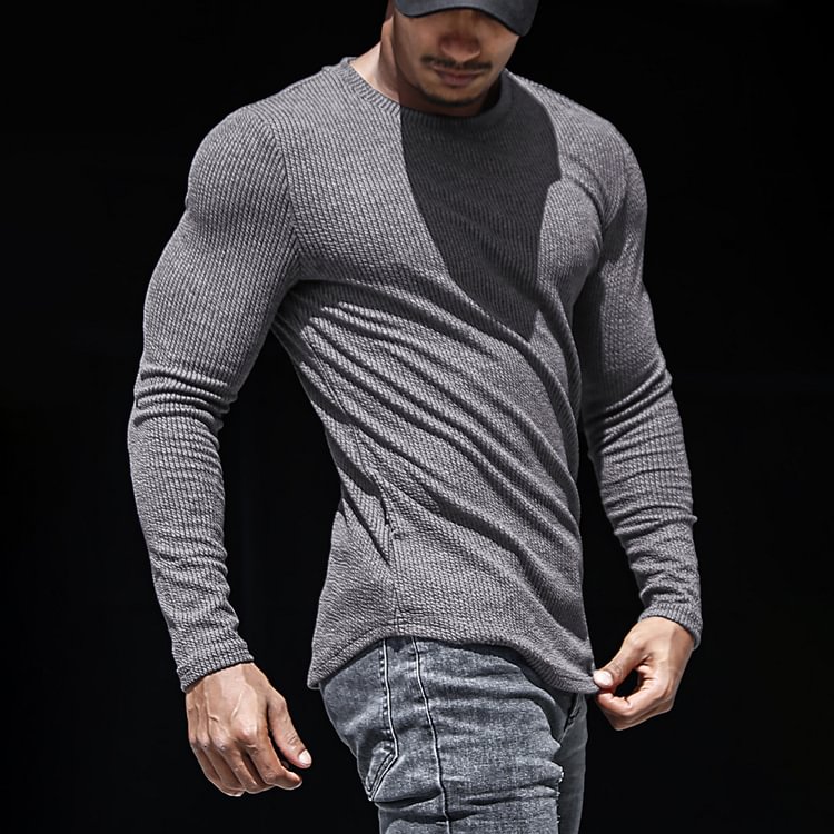 Men's Casual Slim Crew Neck Stretch Cotton Bottoming Shirt