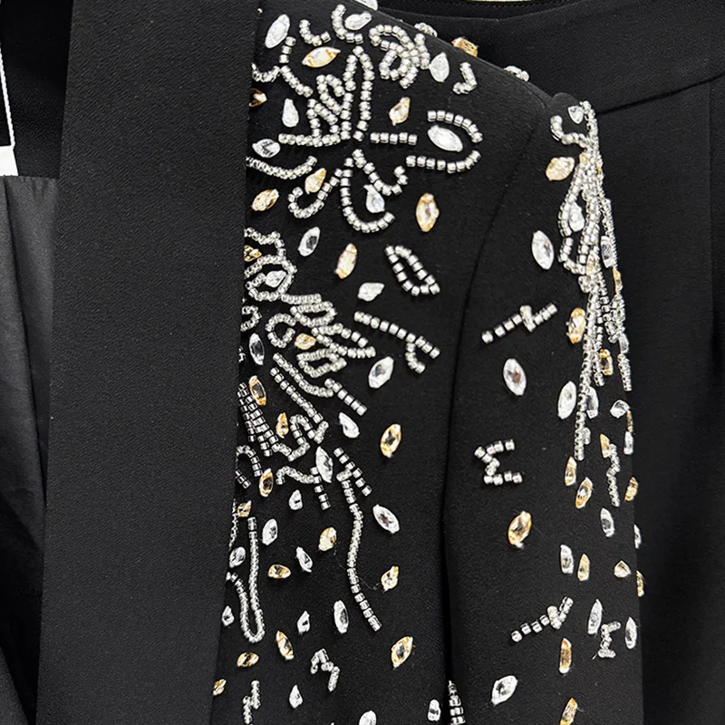 Nigikala Nigikala New Star Fashion Heavy Industry Nails And Studded Suit Jacket Trousers Set Two-Piece Set