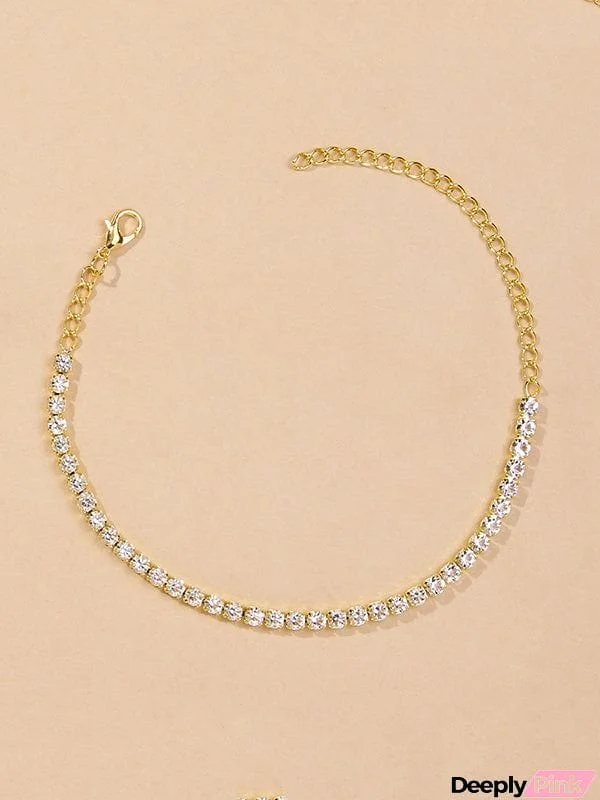 Simple Shiny Rhinestone Footchain