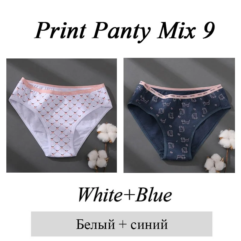 FINETOO Women 1Pc/2Pcs Cotton Panties Female Print Briefs Sexy Low-Rise Underpants Girls Cute Plus Size M-2XL Intimates Lingerie