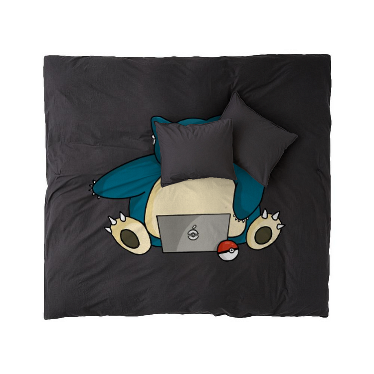 Snorlax Playing Computer With Airpods, Pokemon Duvet Cover Set