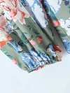 Floral Print Loose Half Sleeve Deep V-Neck Casual Mini Dress