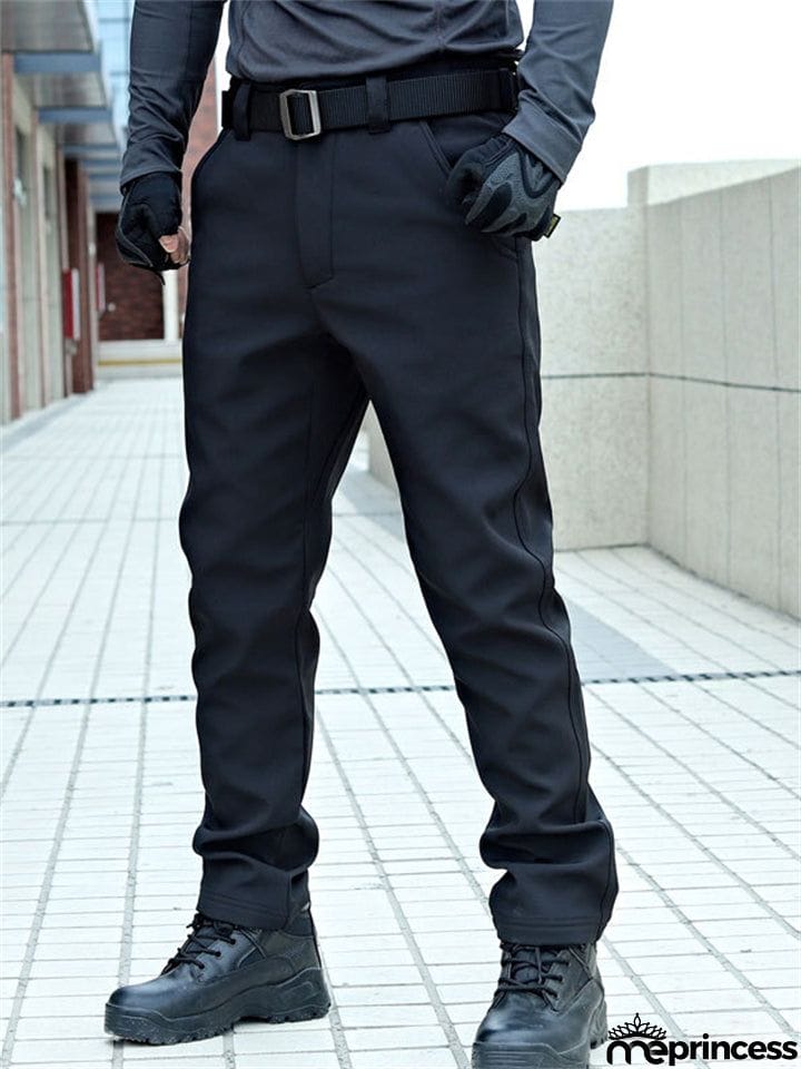 Male Relaxed Commuting Fleece Warm Long Pants