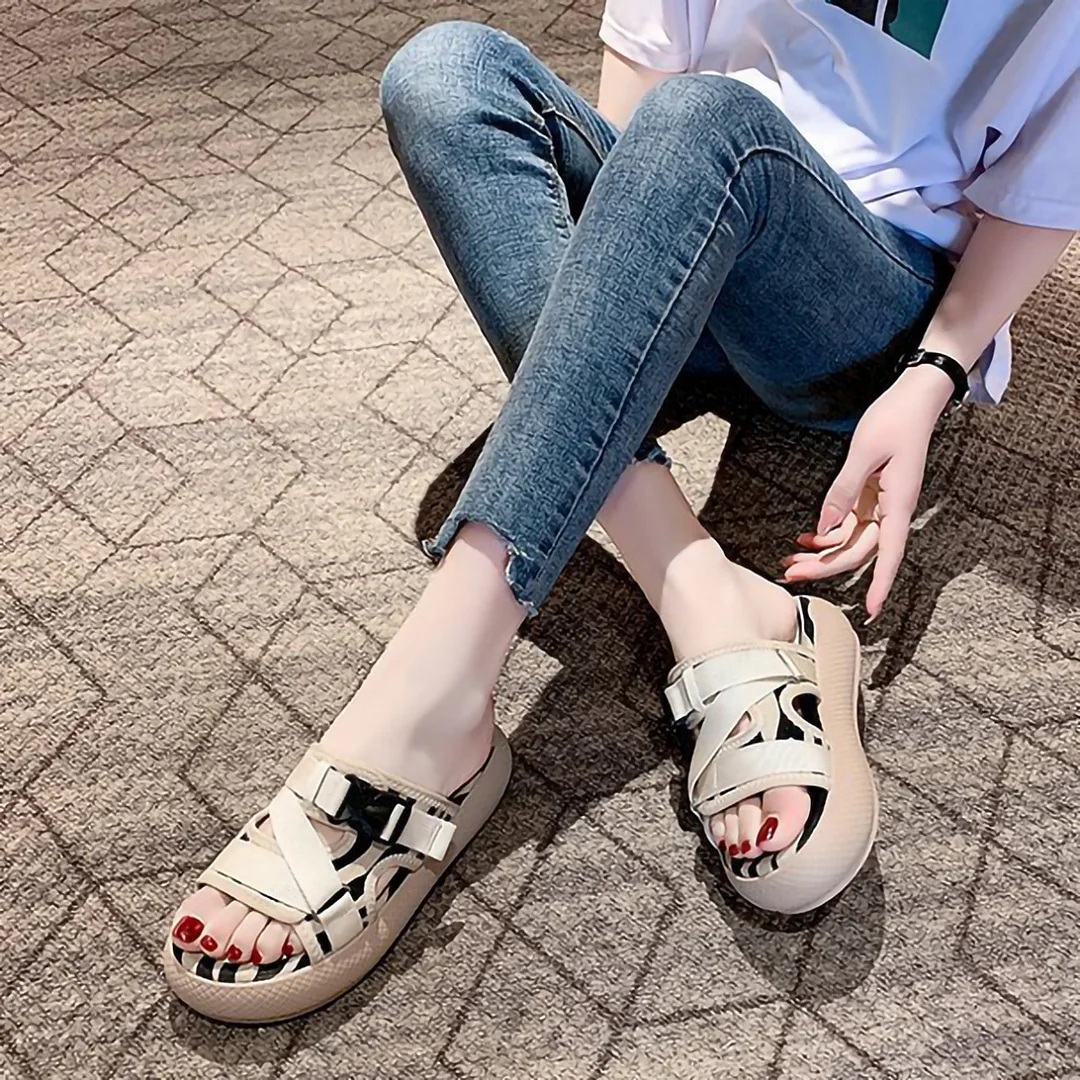 Letclo™ 2021 Summer New Fashion Outdoor Wear Soft Thick-soled Flat-shaped Sports Sandals letclo Letclo