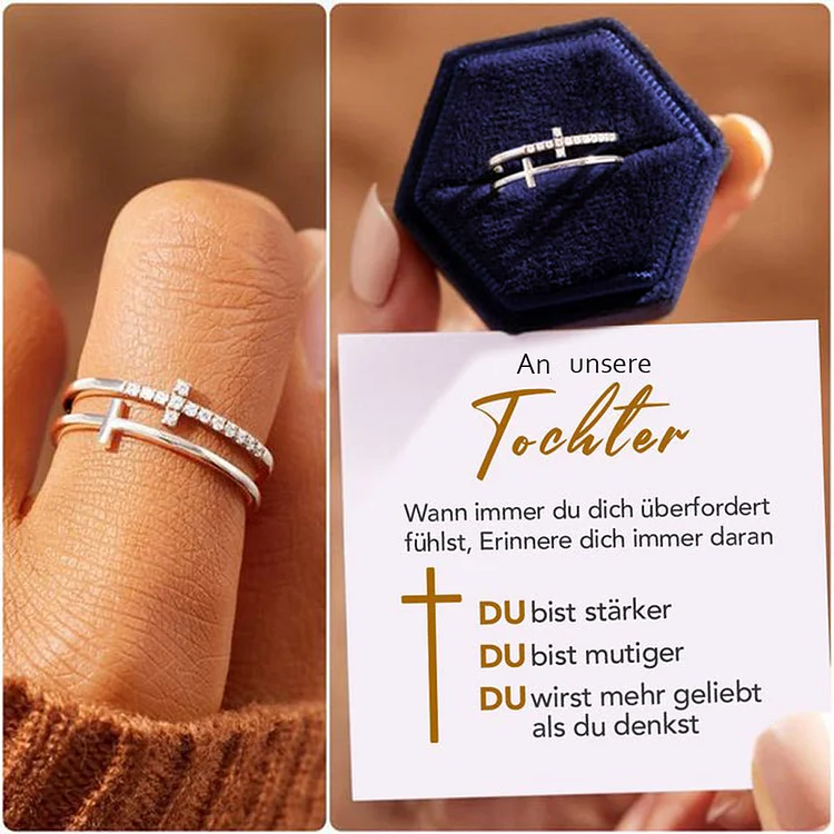 Kettenmachen Kommunion Kreuz Ring-An Unsere Tochter-Sterling Silber Ring Offener Ring