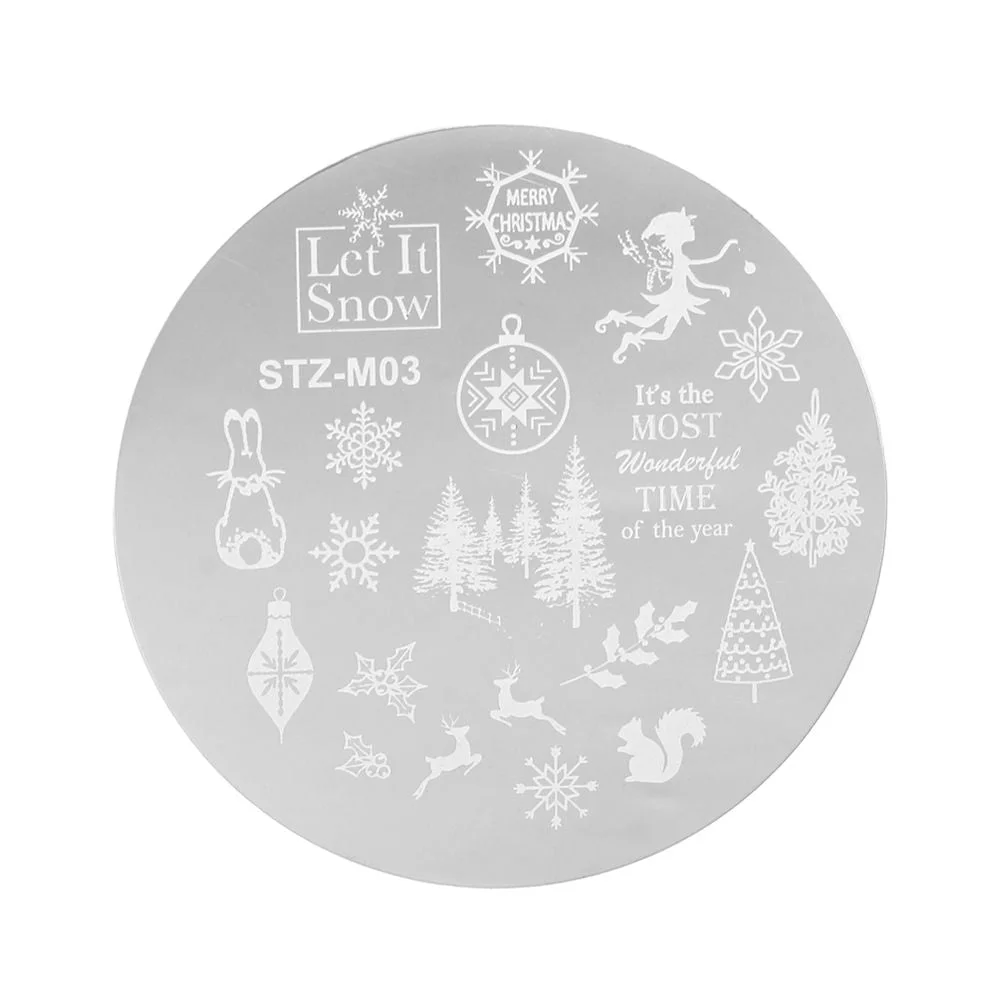 Christmas Nail Stamping Plates Polish Templates Snowflake Winter Design Stencils Molds Manicure Nail Stamp Tools Manicure Tools-Nail Inspo