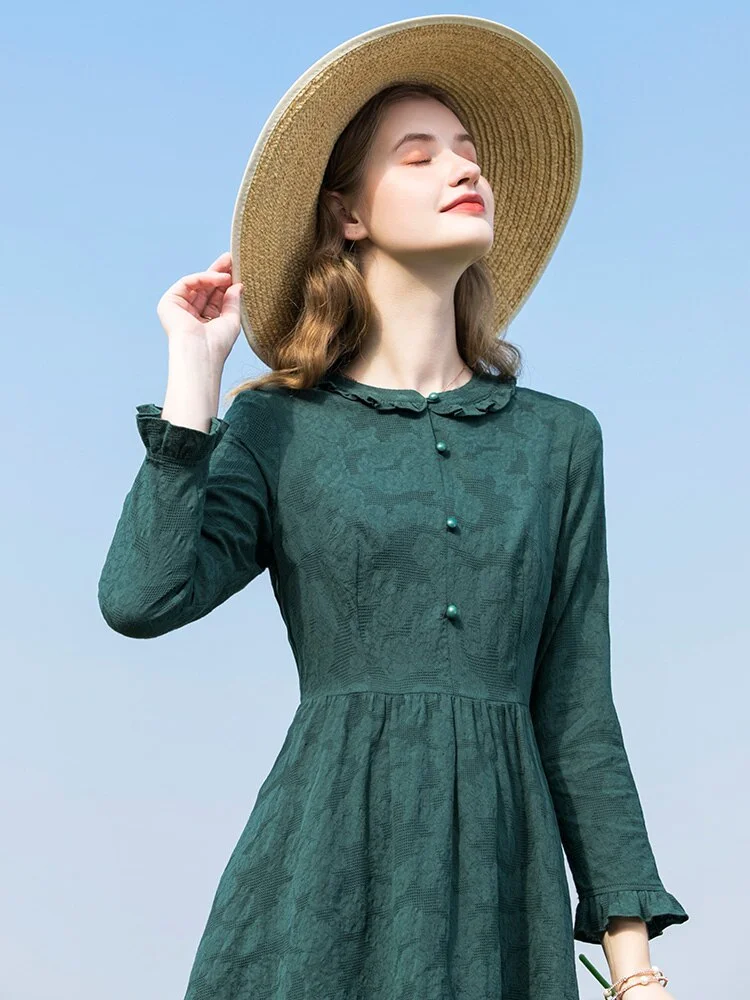 I BELIEVE YOU Dresses For Women 2022 Temperament 100% Cotton Knee-length Ruffles Dress Slim A Line Women&#39;s Dress 2221094297