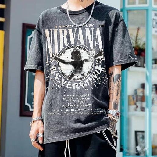 Mens Vintage round neck printed short-sleeved t-shirts