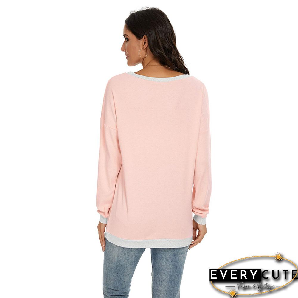 Light Pink Off the Shoulder Long Sleeve Top