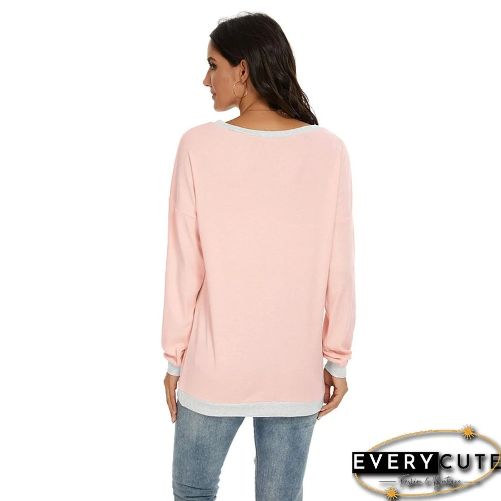 Light Pink Off the Shoulder Long Sleeve Top