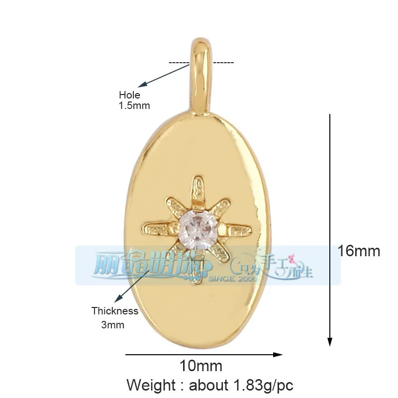 1 Piece 12 * 23mm 15*15mm 5*12mm Hole 5~5.9mm Half 925 Silver Zircon Sun Moon Pendant Jewelry Accessories