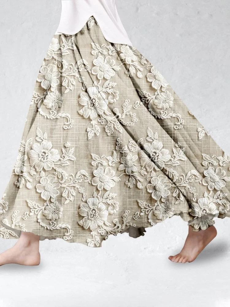 Women's Casual Floral Embroidery Print Skirt