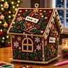 DIY Christmas House Pearl Painting Kit | 3D Wooden Holiday Decor