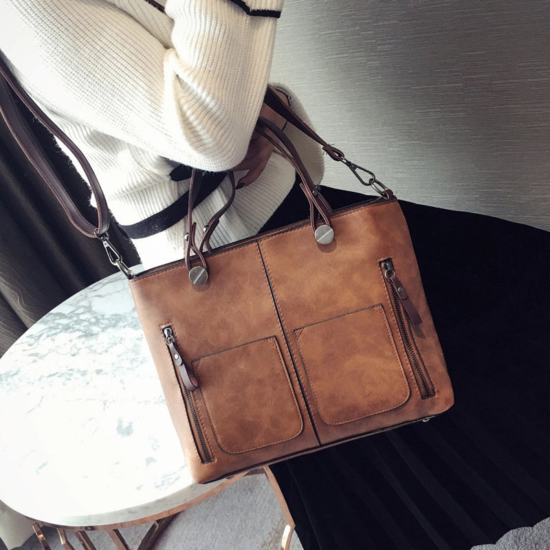 Spring And Autumn New Women’s Bag Large Bag Simple Fashion Women’s Handbag Retro Shoulder Crossbody Bag