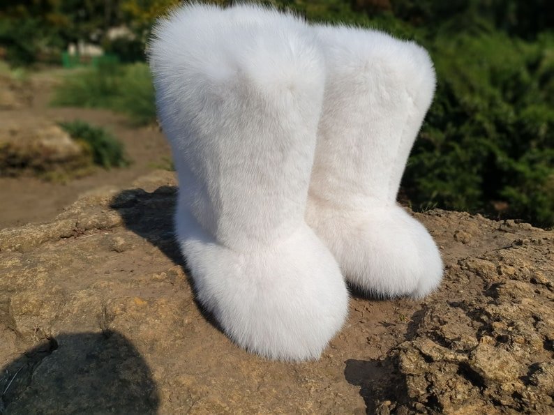 White real polar fox fur boots Blue ice fox women winter boots Price:$594.15